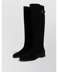 Dolce & Gabbana - Suede Leather Knee High Round Toe Boots - Lyst