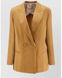 Alysi - Double Breasted Lyocell Linen Blazer Jacket - Lyst