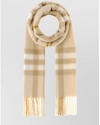 Burberry - Embroidered Check Cashmere Scarf - Lyst