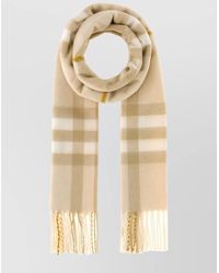 Burberry - Cashmere Scarf With Checked Design And Fringes - Lyst