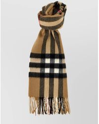 Burberry - Cashmere Scarf With Check Pattern And Fringe - Lyst