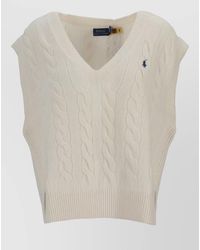 Ralph Lauren - Wool Cashmere Sleeveless V-Neck Fine-Knit Top - Lyst