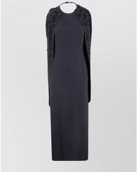 Alberta Ferretti - Midi Dress With Cape Sleeves And Embellishments - Lyst