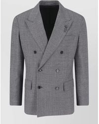 Lardini - Double Breasted Check Jacket Notched Lapel - Lyst