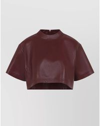 Balenciaga - Cropped Leather Top Mock Neck Design - Lyst