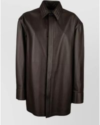 Bottega Veneta - Shirt Jacket Straight Cut Collar Long Sleeves - Lyst