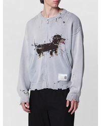Maison Mihara Yasuhiro - Distressed Graphic Crewneck Sweater Ribbed Cuffs Hem - Lyst