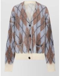 Acne Studios - Mohair Wool Argyle Cardigan V Neck - Lyst