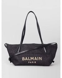 Balmain - Track Small Raffia-Effect Tote Bag - Lyst