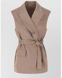Brunello Cucinelli - Linen Belted Vest - Lyst