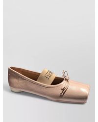 MM6 by Maison Margiela - Ballet Flats Calfskin Bow Square Toe - Lyst