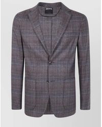ZEGNA - Wool Jacket With Notch Lapel And Pockets - Lyst