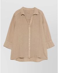 120% Lino - Linen Shirt Longline Design Cuffed Sleeves - Lyst