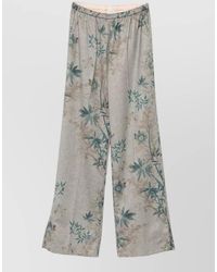forte_forte - Fluid Trousers Floral Pattern Herringbone Weave - Lyst