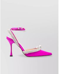 Mach & Mach - Crystal-Embellished Satin Slingback Pumps - Lyst