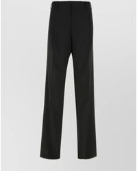 Versace - Virgin Wool Pleated Straight-Leg Trousers - Lyst