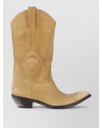 Versace - Tan Mid-Calf Pointed Toe Boots - Lyst