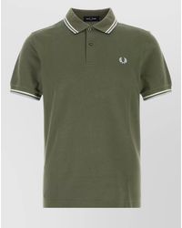 Fred Perry - Piquet Shirt Polo Collar Ribbed Cuffs - Lyst