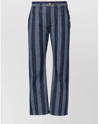 Fendi - Cotton Striped Cropped Jeans - Lyst