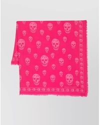 McQueen - Wool Scarf With Biker Skull Print - Lyst