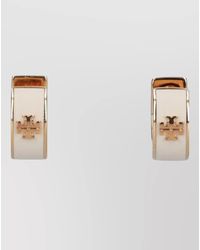 Tory Burch - Hoop Earrings Two Tone Metal Design - Lyst