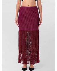 Alaïa - Fringe High Waist Ribbed Knit Skirt - Lyst