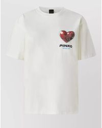 Pinko - Cotton Rhinestone Logo Short-Sleeve T-Shirt - Lyst