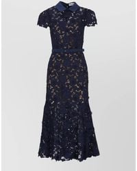 Self-Portrait - Knee Length Dress Belted Waist Lace - Lyst