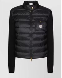 Moncler - Long Sleeve Ribbed Cardigan With Padded Front - Lyst