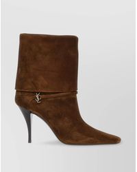 Saint Laurent - Suede Leather Pointed-Toe Ankle Boots - Lyst