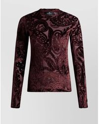 Etro - Crew Neck Velvet Top With Paisley Pattern - Lyst