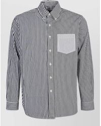 E.L.V. Denim - Striped Cotton Shirt Chest Pocket Sleeves - Lyst