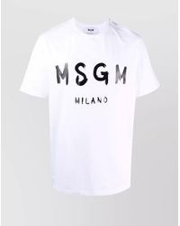 MSGM - Logo Cotton T-Shirt Round Neck - Lyst