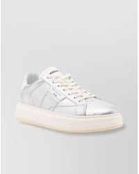 Woolrich - Leather Platform Sneakers With Metallic Finish - Lyst