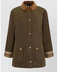 Barbour - Single Breasted Jacket With Contrasting Collar - Lyst
