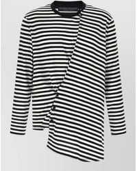 Yohji Yamamoto - Striped Paneled Asymmetric Cotton Sweater - Lyst