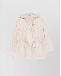 Fay - Linen Blend Hooded Parka Jacket - Lyst