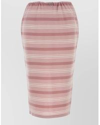 Prada - Striped Piqué Midi Skirt - Lyst