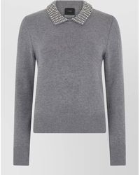 Pinko - Wool Blend Sweater Polo Collar Detailing - Lyst