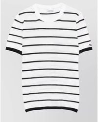 Max Mara - Cashmere Silk Striped Semi-Fitted Crew-Neck Short-Sleeve Knitted Top - Lyst