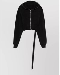 Rick Owens - Cropped Hoodie With Drawstring And Ribbed Hem - Lyst