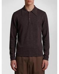 Lemaire - Wool Fine-Knit Long-Sleeve Polo Shirt - Lyst