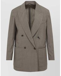 Max Mara - Virgin Wool Pinstripe Double-Breasted Blazer - Lyst