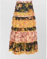 Valentino Garavani - High Waist Tiered Floral Maxi Skirt - Lyst