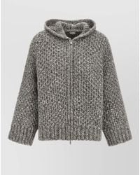 Peserico - Alpaca Wool Sequin Hooded Zipped Cardigan - Lyst