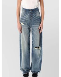 MM6 by Maison Margiela - Denim High-Rise Straight-Leg Jeans - Lyst