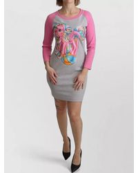 Moschino - Cotton-Blend Printed Mini Sweatshirt Dress - Lyst