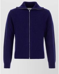 Jil Sander - Wool Blend Cardigan High Collar Ribbed Finish - Lyst