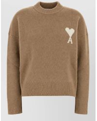 Ami Paris - Alpaca Blend Ribbed Crew Neck Sweater - Lyst