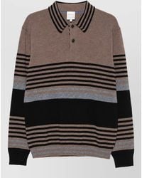 Paul Smith - Cashmere Striped Knit Long-Sleeve Polo Shirt - Lyst